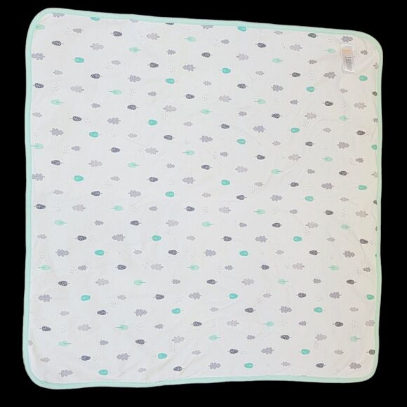 Gymboree Sweet Forest Mouse Baby Blanket Mint Green White Trees Cotton 2016 Teal - Picture 4 of 6